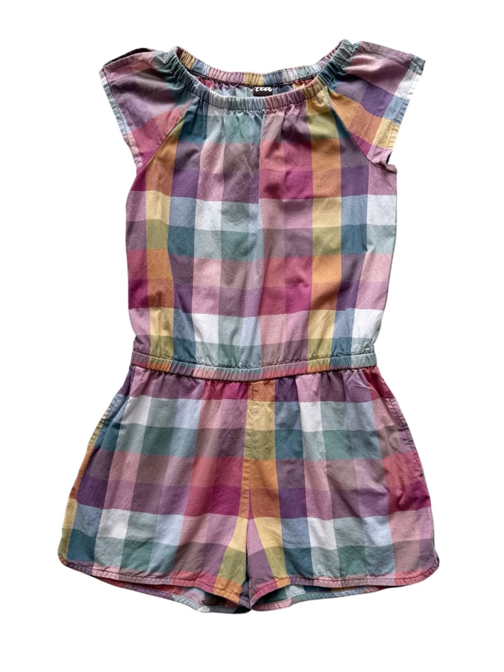 Tea Collection Plaid Romper Size 7